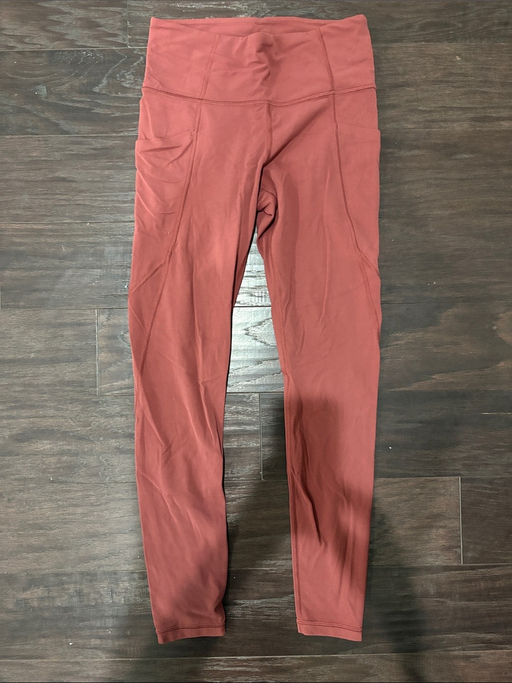 Athleta Stash Pocket Salutation Tights Blush Color